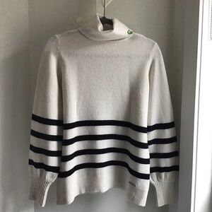 MICHAEL KORS Women's White and Black Striped Sweater
